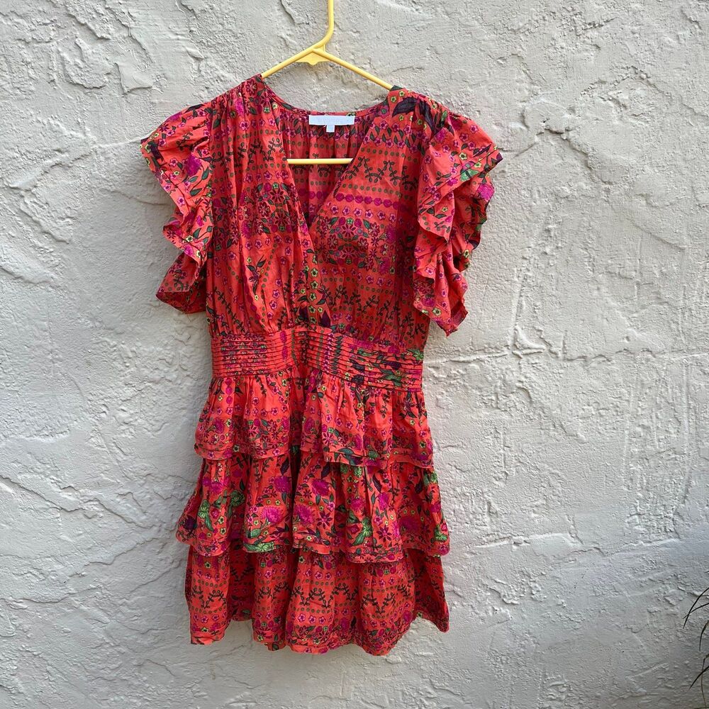 100% cotton colorful mini dress sz s